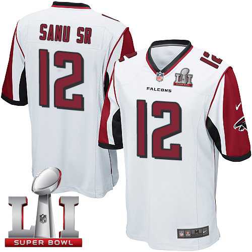 Youth Nike Atlanta Falcons #12 Mohamed Sanu Sr White Super Bowl LI 51 Stitched NFL Elite Jersey