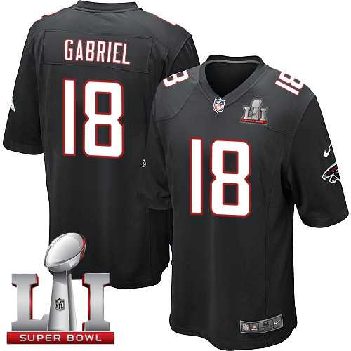 Youth Nike Atlanta Falcons #18 Taylor Gabriel Black Alternate Super Bowl LI 51 Stitched NFL Elite Jersey