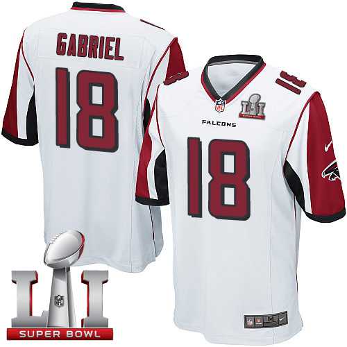 Youth Nike Atlanta Falcons #18 Taylor Gabriel White Super Bowl LI 51 Stitched NFL Elite Jersey