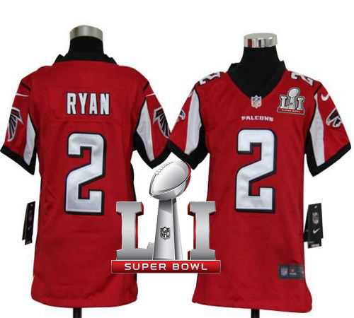 Youth Nike Atlanta Falcons #2 Matt Ryan Red Team Color Super Bowl LI 51 Stitched NFL Elite Jersey