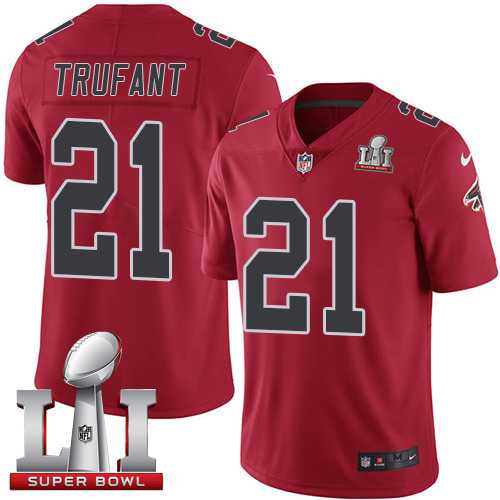 Youth Nike Atlanta Falcons #21 Desmond Trufant Red Super Bowl LI 51 Stitched NFL Limited Rush Jersey