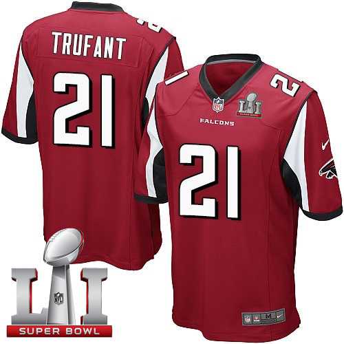 Youth Nike Atlanta Falcons #21 Desmond Trufant Red Team Color Super Bowl LI 51 Stitched NFL Elite Jersey