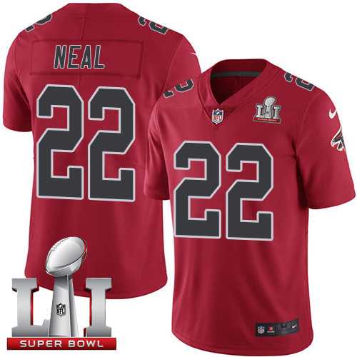 Youth Nike Atlanta Falcons #22 Keanu Neal Red Super Bowl LI 51 Stitched NFL Limited Rush Jersey