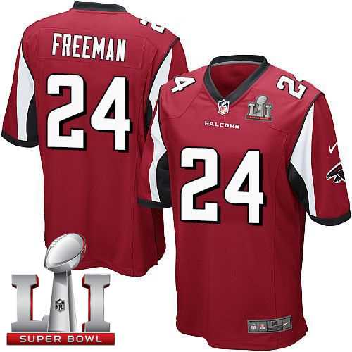 Youth Nike Atlanta Falcons #24 Devonta Freeman Red Team Color Super Bowl LI 51 Stitched NFL Elite Jersey