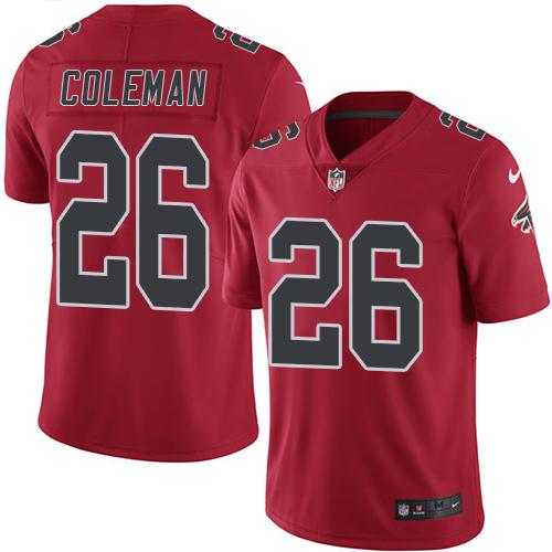 Youth Nike Atlanta Falcons #26 Tevin Coleman Red Stitched NFL Limited Rush Jersey