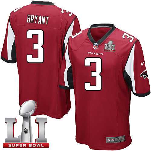 Youth Nike Atlanta Falcons #3 Matt Bryant Red Team Color Super Bowl LI 51 Stitched NFL Elite Jersey