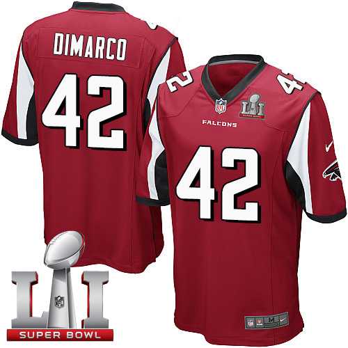 Youth Nike Atlanta Falcons #42 Patrick DiMarco Red Team Color Super Bowl LI 51 Stitched NFL Elite Jersey