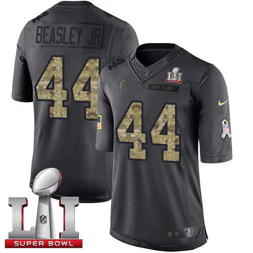 Youth Nike Atlanta Falcons #44 Vic Beasley Jr Black Super Bowl LI 51 Stitched NFL Limited 2016 Salute to Service Jersey