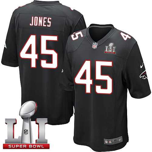 Youth Nike Atlanta Falcons #45 Deion Jones Black Alternate Super Bowl LI 51 Stitched NFL Elite Jersey