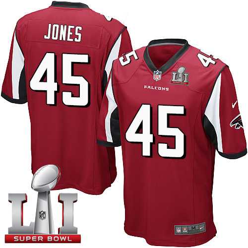 Youth Nike Atlanta Falcons #45 Deion Jones Red Team Color Super Bowl LI 51 Stitched NFL Elite Jersey