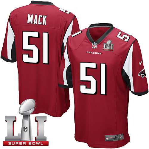 Youth Nike Atlanta Falcons #51 Alex Mack Red Team Color Super Bowl LI 51 Stitched NFL Elite Jersey