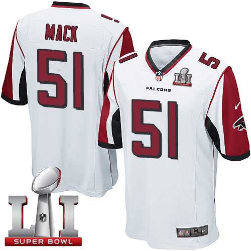 Youth Nike Atlanta Falcons #51 Alex Mack White Super Bowl LI 51 Stitched NFL Elite Jersey
