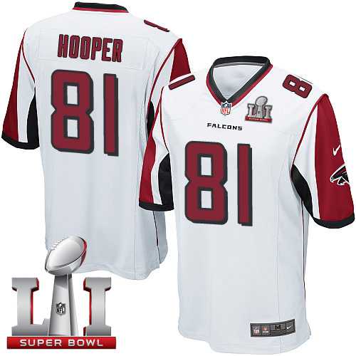 Youth Nike Atlanta Falcons #81 Austin Hooper White Super Bowl LI 51 Stitched NFL Elite Jersey