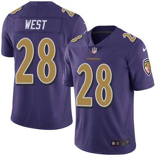 Youth Nike Baltimore Ravens #28 Terrance West Purple Stitched NFL Limited Rush Jersey