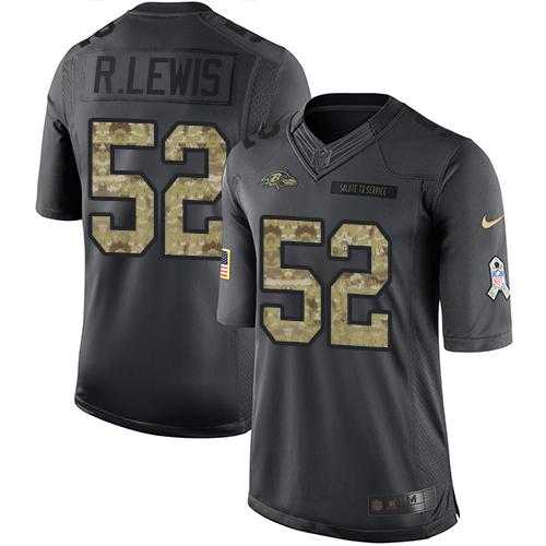 Youth Nike Baltimore Ravens #52 Ray Lewis Anthracite Stitched NFL Limited 2016 Salute to Service Jersey