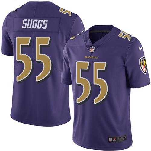 Youth Nike Baltimore Ravens #55 Terrell Suggs Purple Stitched NFL Limited Rush Jersey