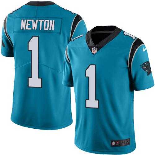 Youth Nike Carolina Panthers #1 Cam Newton Blue Stitched NFL Limited Rush Jersey
