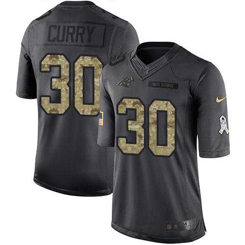 Youth Nike Carolina Panthers #30 Stephen Curry Anthracite Stitched NFL Limited 2016 Salute to Service Jersey