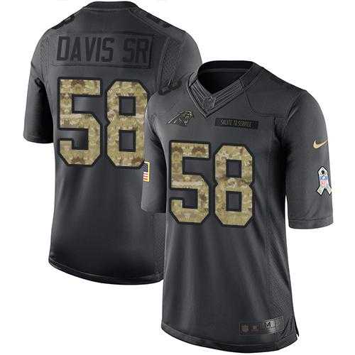 Youth Nike Carolina Panthers #58 Thomas Davis Sr Anthracite Stitched NFL Limited 2016 Salute to Service Jersey