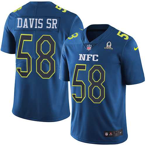 Youth Nike Carolina Panthers #58 Thomas Davis Sr Navy Stitched NFL Limited NFC 2017 Pro Bowl Jersey