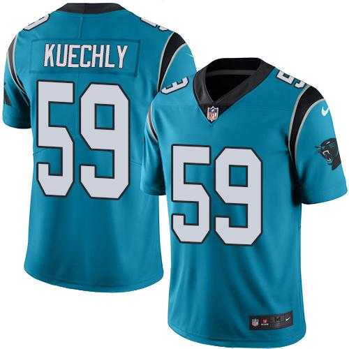 Youth Nike Carolina Panthers #59 Luke Kuechly Blue Stitched NFL Limited Rush Jersey