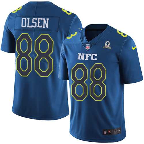 Youth Nike Carolina Panthers #88 Greg Olsen Navy Stitched NFL Limited NFC 2017 Pro Bowl Jersey