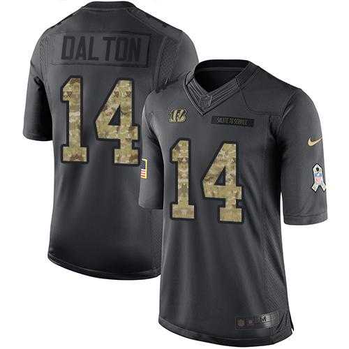 Youth Nike Cincinnati Bengals #14 Andy Dalton Anthracite Stitched NFL Limited 2016 Salute to Service Jersey