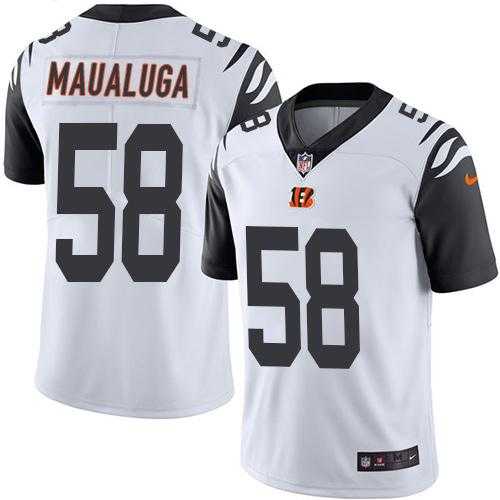 Youth Nike Cincinnati Bengals #58 Rey Maualuga White Stitched NFL Limited Rush Jersey