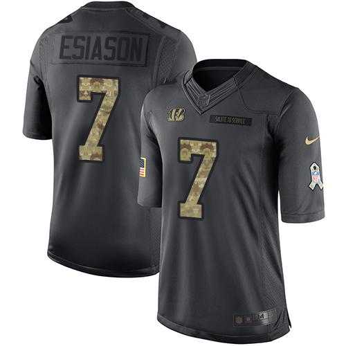 Youth Nike Cincinnati Bengals #7 Boomer Esiason Anthracite Stitched NFL Limited 2016 Salute to Service Jersey
