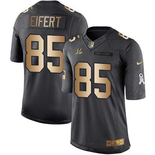 Youth Nike Cincinnati Bengals #85 Tyler Eifert Anthracite Stitched NFL Limited Gold Salute to Service Jersey
