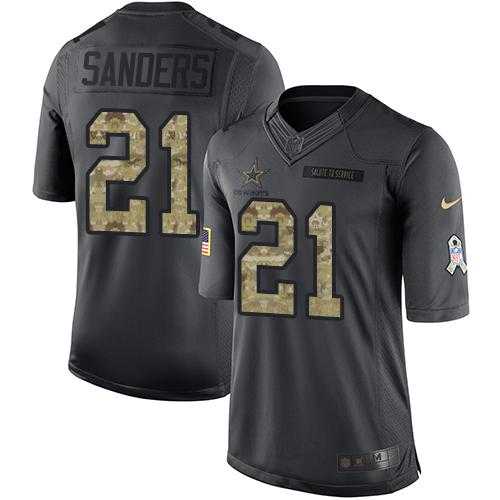 Youth Nike Dallas Cowboys #21 Deion Sanders Anthracite Stitched NFL Limited 2016 Salute to Service Jersey