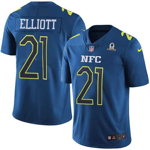 Youth Nike Dallas Cowboys #21 Ezekiel Elliott Navy Stitched NFL Limited NFC 2017 Pro Bowl Jersey