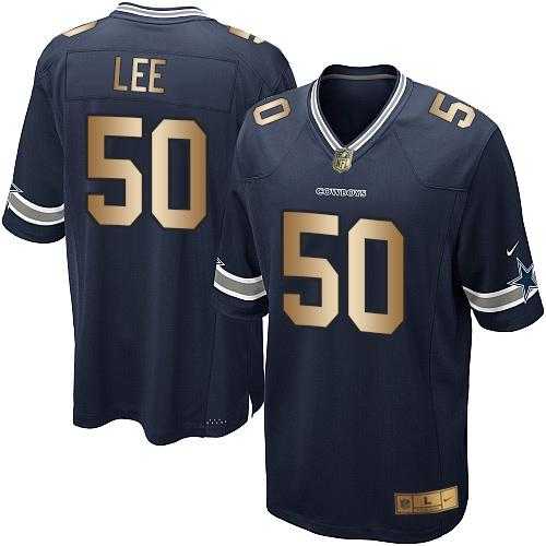 Youth Nike Dallas Cowboys #50 Sean Lee Navy Blue Team Color Stitched NFL Elite Gold Jersey