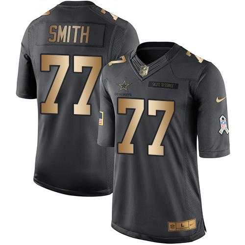 Youth Nike Dallas Cowboys #77 Tyron Smith Anthracite Stitched NFL Limited Gold Salute to Service Jersey