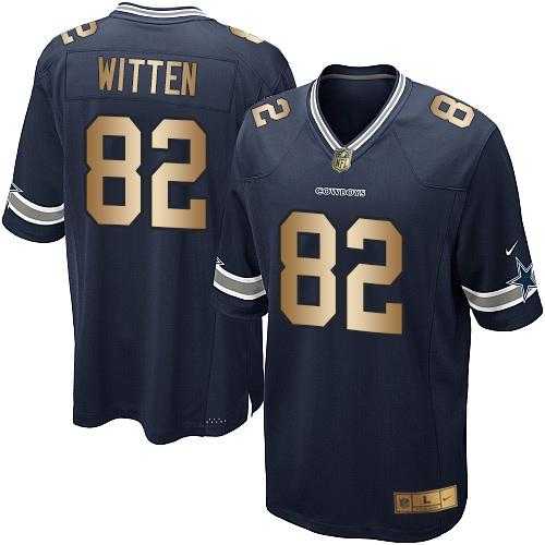 Youth Nike Dallas Cowboys #82 Jason Witten Navy Blue Team Color Stitched NFL Elite Gold Jersey