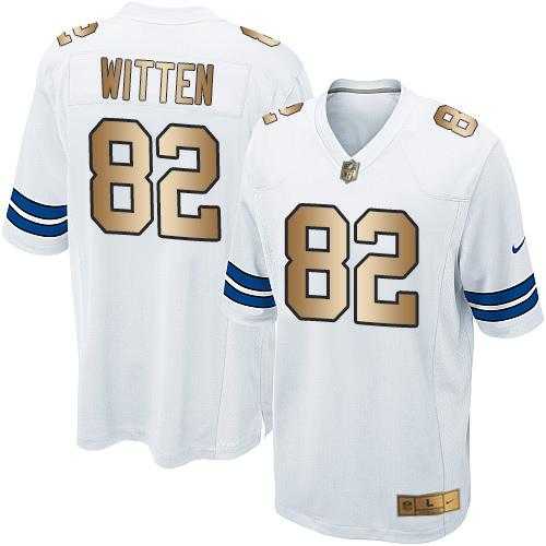 Youth Nike Dallas Cowboys #82 Jason Witten White Stitched NFL Elite Gold Jersey