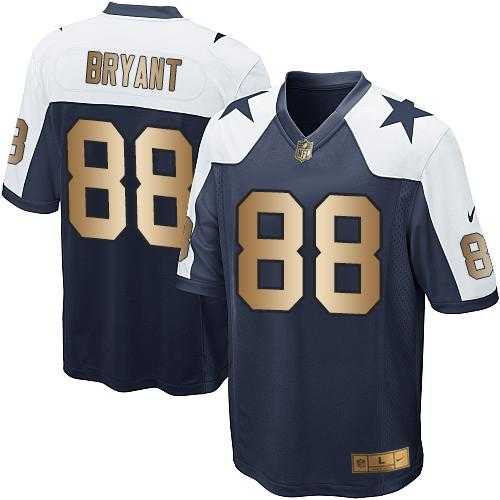 Youth Nike Dallas Cowboys #88 Dez Bryant Navy Blue Thanksgiving Throwback Stitched NFL Elite Gold Jersey