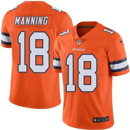 Youth Nike Denver Broncos #18 Peyton Manning Orange Stitched NFL Limited Rush Jersey
