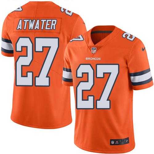 Youth Nike Denver Broncos #27 Steve Atwater Orange Stitched NFL Limited Rush Jersey