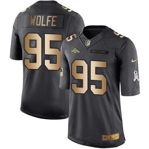 Youth Nike Denver Broncos #95 Derek Wolfe Black Stitched NFL Limited Gold Salute to Service Jersey
