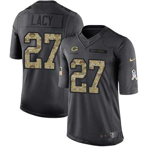 Youth Nike Green Bay Packers #27 Eddie Lacy Anthracite Stitched NFL Limited 2016 Salute to Service Jersey