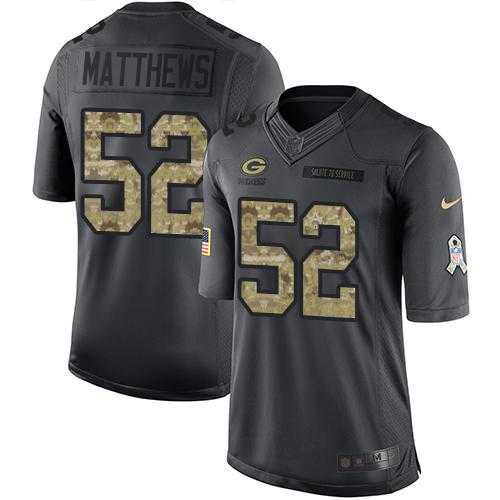 Youth Nike Green Bay Packers #52 Clay Matthews Anthracite Stitched NFL Limited 2016 Salute to Service Jersey