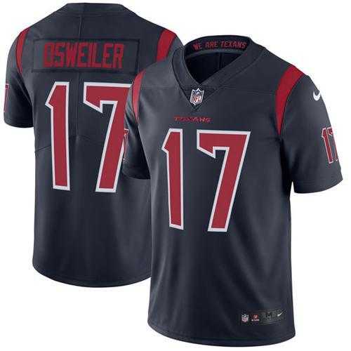 Youth Nike Houston Texans #17 Brock Osweiler Navy Blue Stitched NFL Limited Rush Jersey
