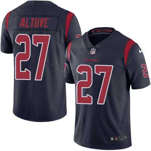 Youth Nike Houston Texans #27 Jose Altuve Navy Blue Stitched NFL Limited Rush Jersey