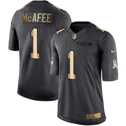 Youth Nike Indianapolis Colts #1 Pat McAfee Black Stitched NFL Limited Gold Salute to Service Jersey