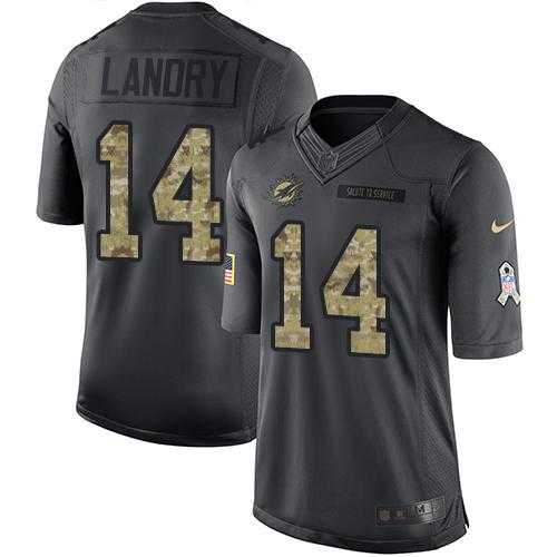 Youth Nike Miami Dolphins #14 Jarvis Landry Anthracite Stitched NFL Limited 2016 Salute to Service Jersey