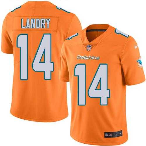 Youth Nike Miami Dolphins #14 Jarvis Landry Orange Stitched NFL Limited Rush Jersey
