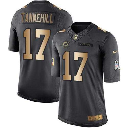 Youth Nike Miami Dolphins #17 Ryan Tannehill Anthracite Stitched NFL Limited Gold Salute to Service Jersey