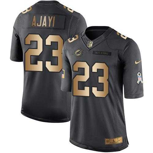 Youth Nike Miami Dolphins #23 Jay Ajayi Anthracite Stitched NFL Limited Gold Salute to Service Jersey