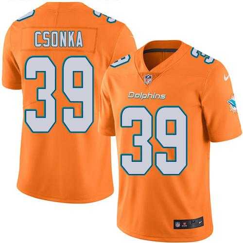 Youth Nike Miami Dolphins #39 Larry Csonka Orange Stitched NFL Limited Rush Jersey